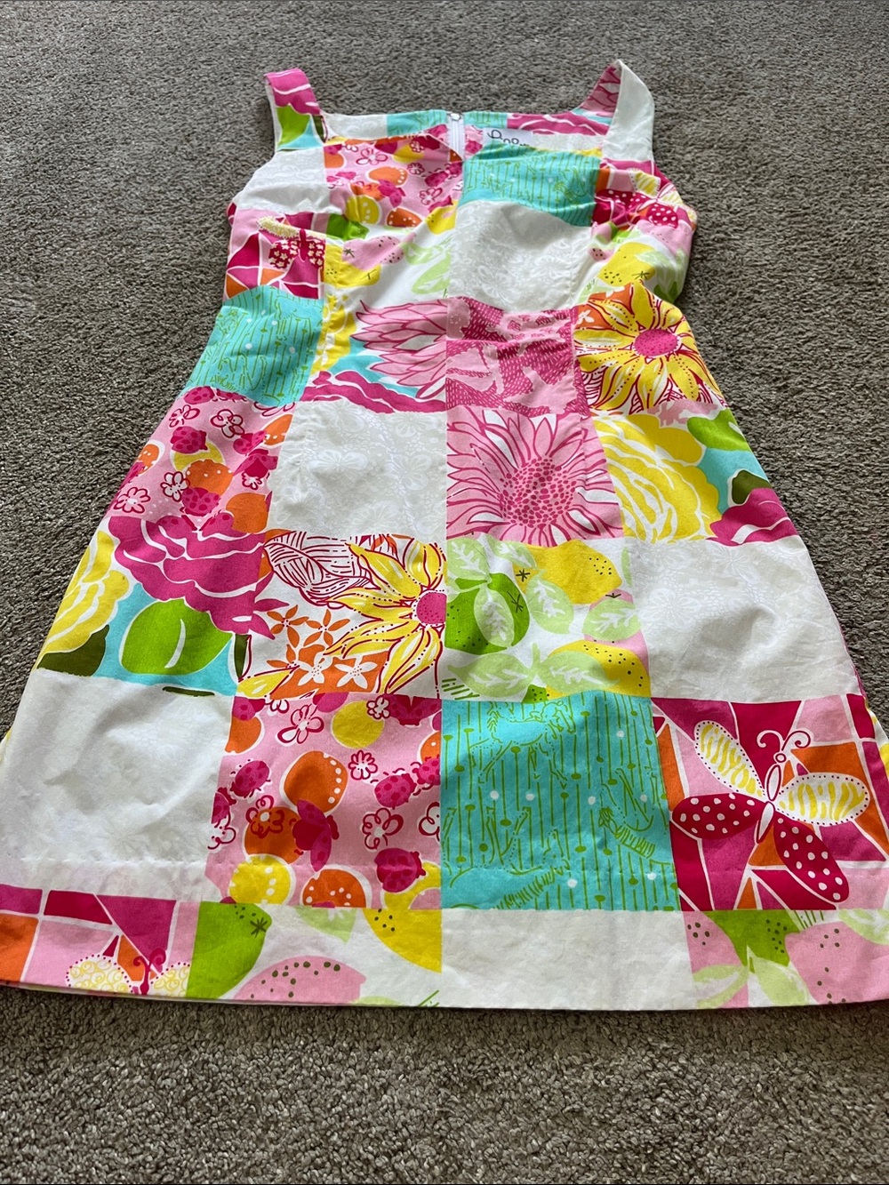 🎠🌞Lilly Pulitzer White Label Patchwork Sheath sz6Citrus Floral Horses Notch Neck - Picture 2 of 12